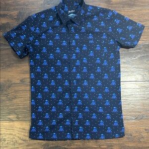 Retro Rifle Men's UFO Alien Button Shirt Blue XS